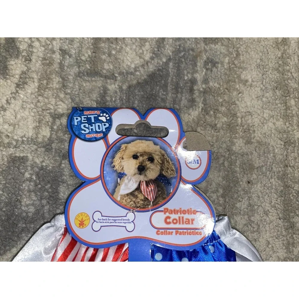 New Rubies Pet Shop‎ Patriotic Dog Red White Blue Bell Collar Sz Small/ Medium